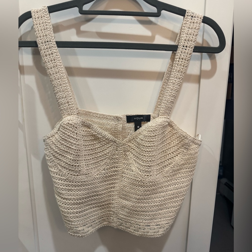 Aqua Crochet Tank Top Button up back